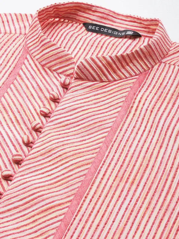 Men_Pink_Stripe_Pure_Cotton_Printed_Staright_Kurta_With_Pajama