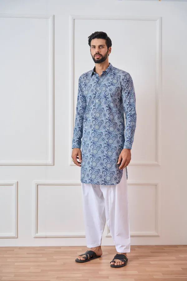 Men_Blue_Regular_Pure_Cotton_Pathani_Kurta_With_White_Salwar