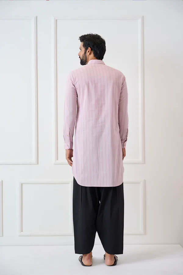 Men_Baby_Pink_Regular_Pure_Cotton_Pathani_Kurta_With_Black_Salwar