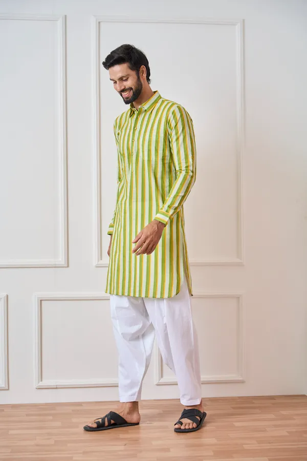 Men_Lime_Green_Regular_Pure_Cotton_Pathani_Kurta_With_White_Salwar