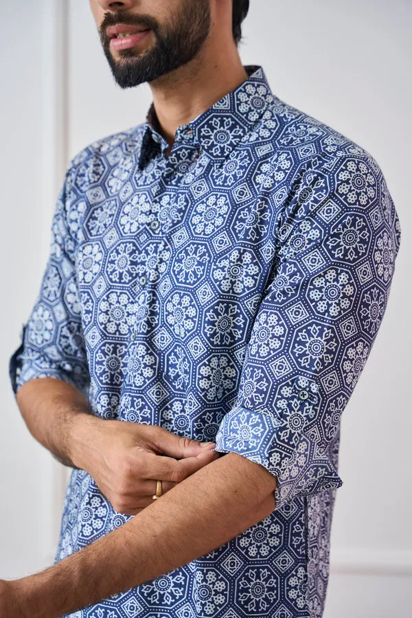 Men_Indigo_Regular_Pure_Cotton_Pathani_Kurta_With_White_Salwar