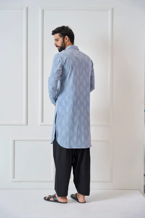 Men_Light_Grey_Regular_Pure_Cotton_Pathani_Kurta_With_Black_Salwar