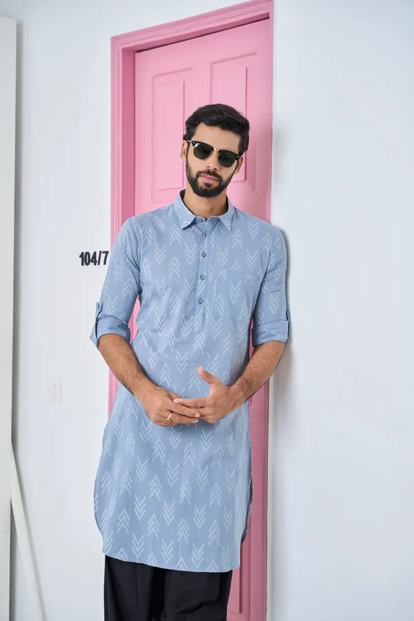 Men_Light_Grey_Regular_Pure_Cotton_Pathani_Kurta_With_Black_Salwar