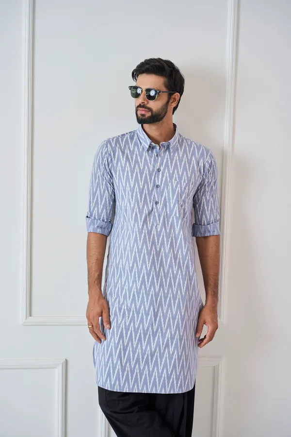 Men_Light_Grey_Regular_Pure_Cotton_Pathani_Kurta_With_Black_Salwar