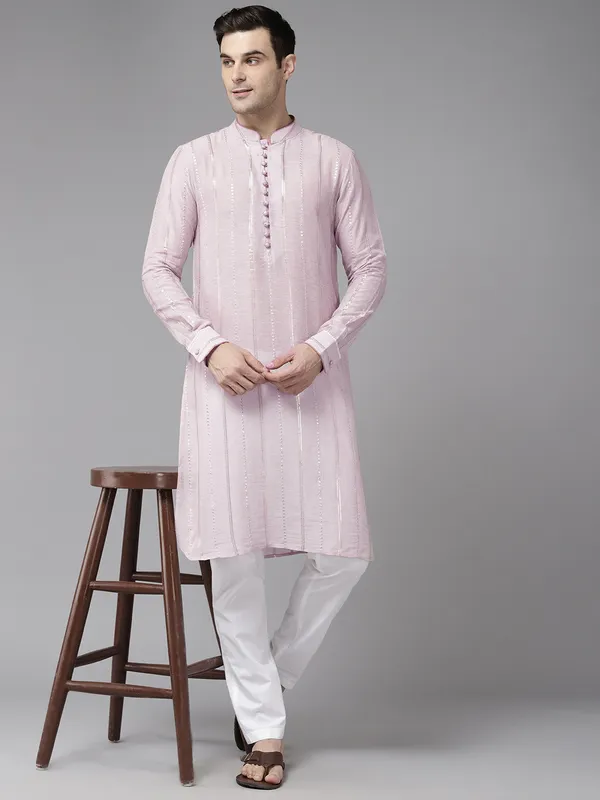 Men_Pink_Zari_Work_Silk_Woven_Design_Staright_Kurta_With_Pajama