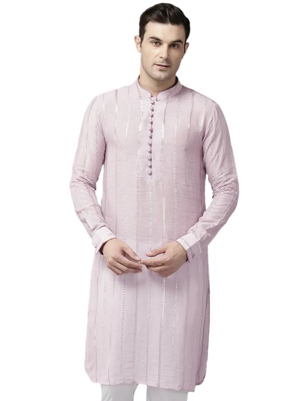Men_Pink_Zari_Wark_Silk_Woven_Design_Staright_Kurta