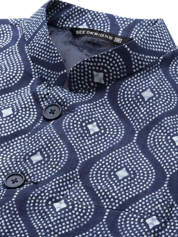 Pure_Cotton_Kurta_with_Pyjama_&_Printed_Nehru_Jacket