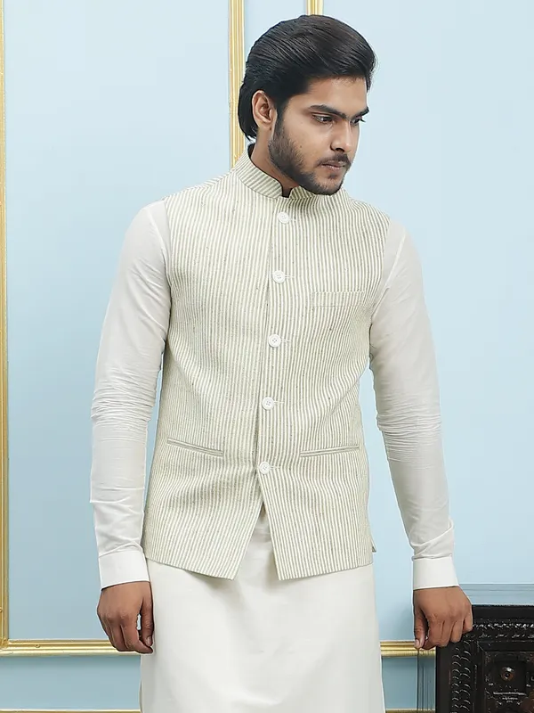 Men_Off_White_Kurta_Pajama_And_Cream_Color_Solid_Khadi_Nehru_Jacket