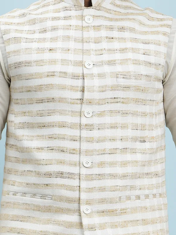 Men_Off_White_Kurta_Pajama_And_Cream_Color_Solid_Khadi_Nehru_Jacket