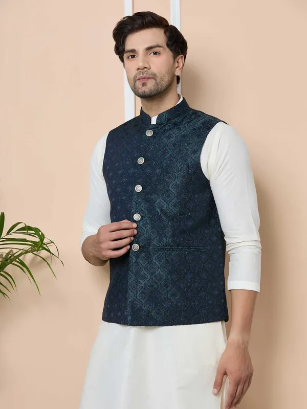Navy_Woven_Jacquard_Nehru_Jacket