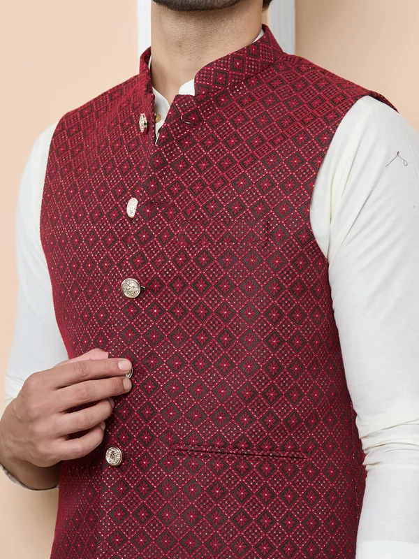 Red_Woven_Jacquard_Nehru_Jacket