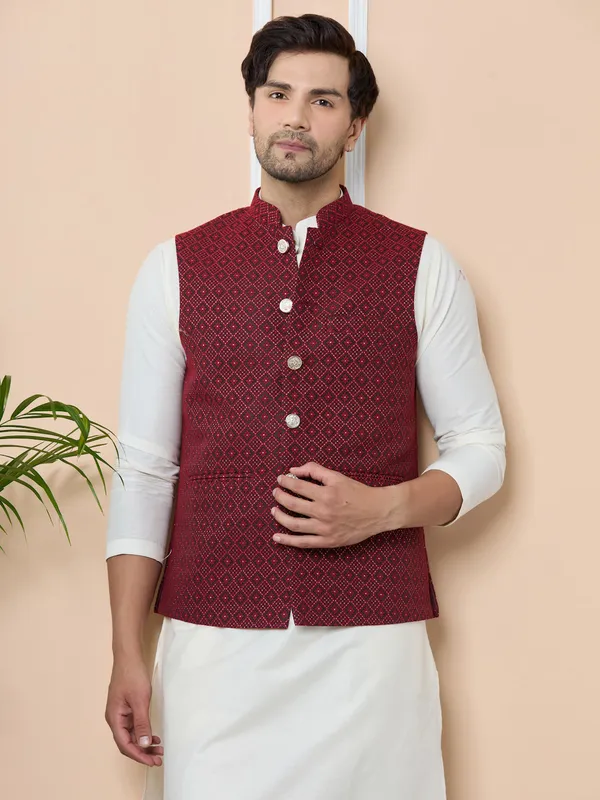 Red_Woven_Jacquard_Nehru_Jacket