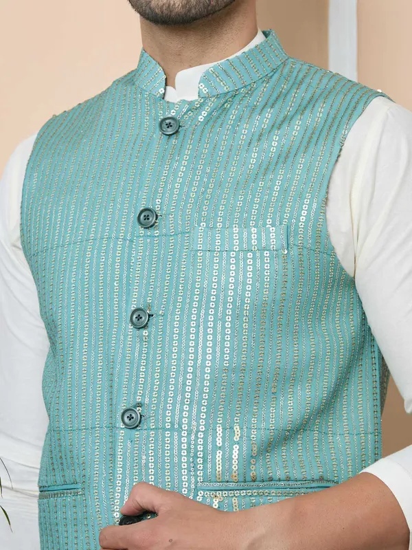 Aqua_Green_Sequin_Embroidered_Nehru_Jacket