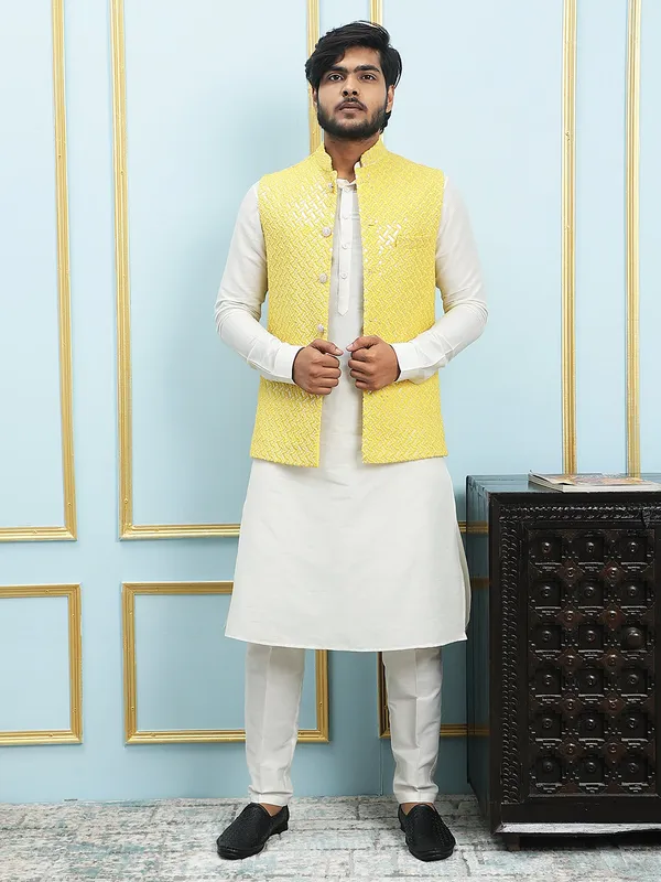Pure_Silk_Kurta_&_Pyjama_with_Sequins_Embroidered_Nehru_Jacket