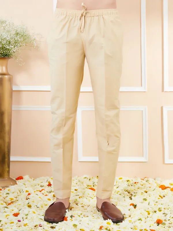 Beige_Solid_Cotton_Pyjama