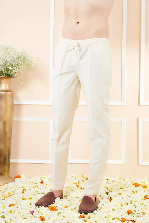 Cream_Solid_Cotton_Pyjama