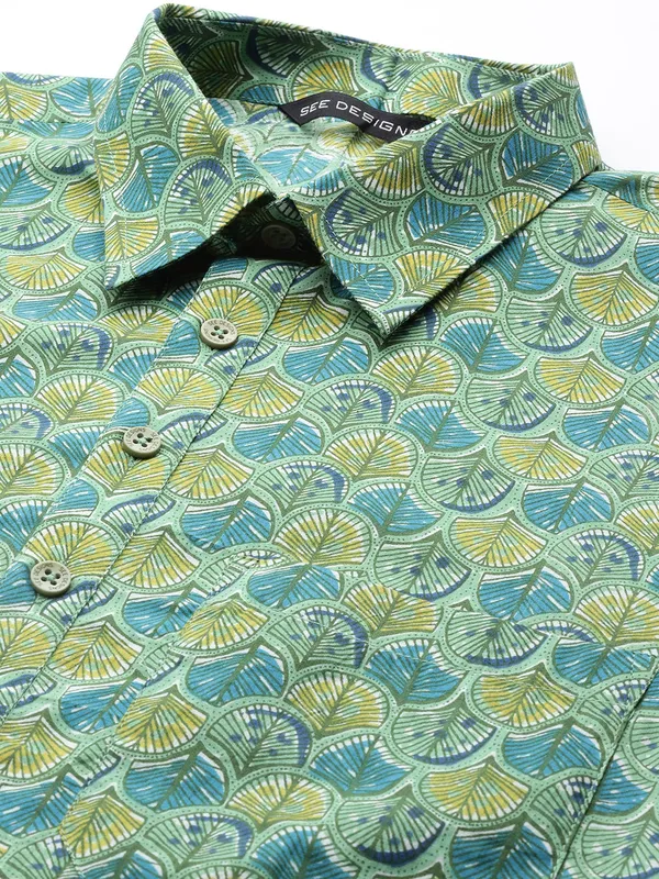 Men_Green_Regular_Pure_Cotton_Pathani_Printed_Men'S_Kurta_With_White_Salwar