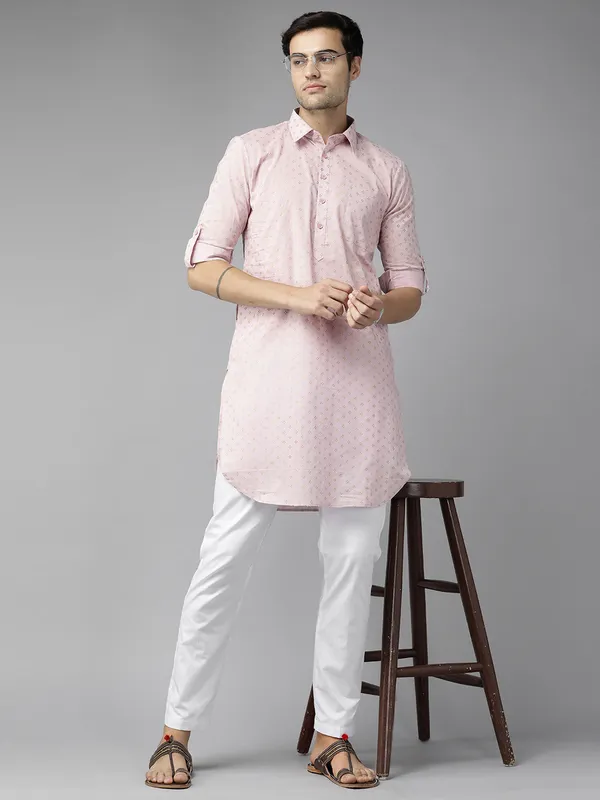 Light_Pink_Pure_Cotton_Pathani_kurta_with_Pyjama