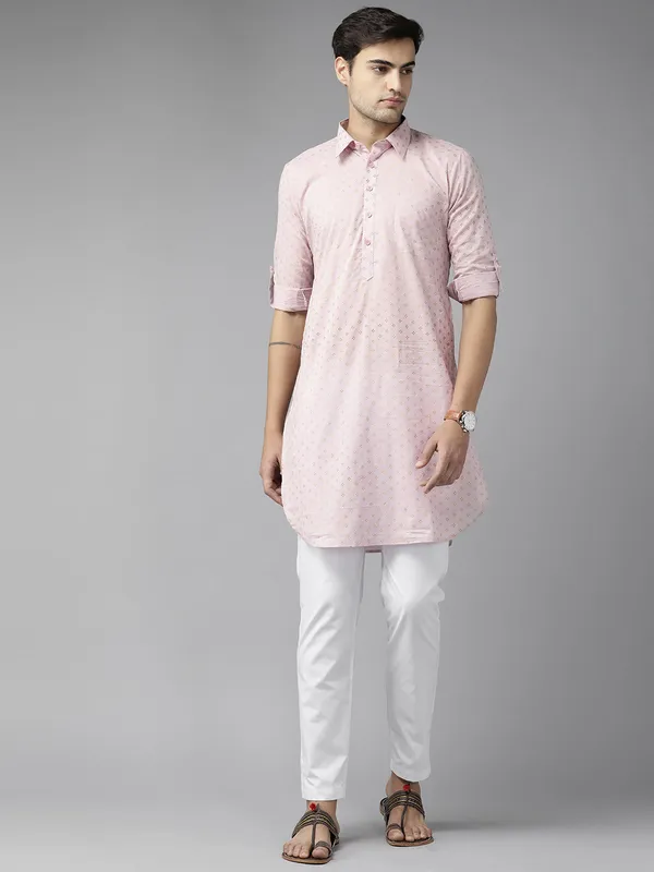 Light_Pink_Pure_Cotton_Pathani_kurta