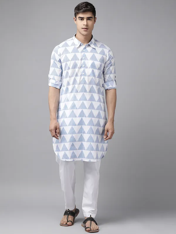 Men_White_Regular_Pure_Cotton_Pathani_Printed_Men'S_Kurta_With_White_Salwar