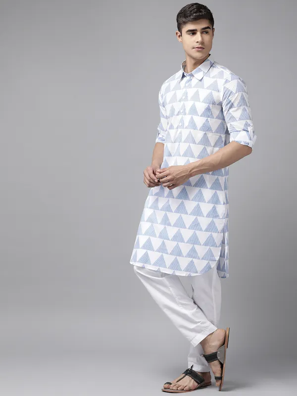 Men_White_Regular_Pure_Cotton_Pathani_Printed_Men'S_Kurta_With_White_Salwar
