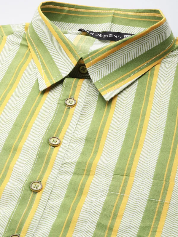 Men_Lime_Green_Regular_Pure_Cotton_Pathani_Printed_Men'S_Kurta_With_White_Salwar