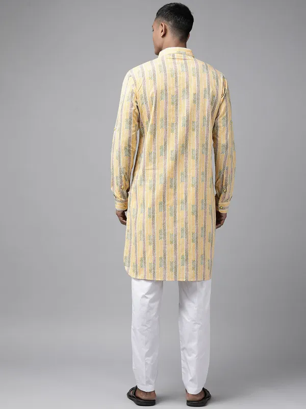 Yellow_and_Brown_Pure_Cotton_Pathani_Kurta_with_Pyjama