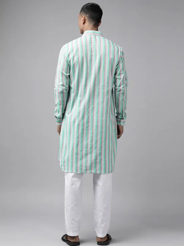 Men_Green_Regular_Pure_Cotton_Pathani_Printed_Men'S_Kurta_With_White_Salwar