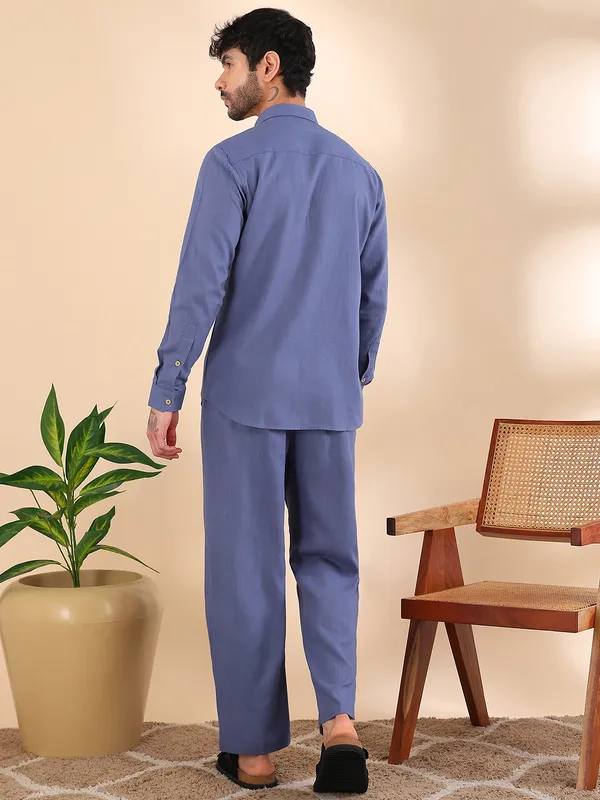 Men_Blue_Linen_Solid_Co-Ord_Set