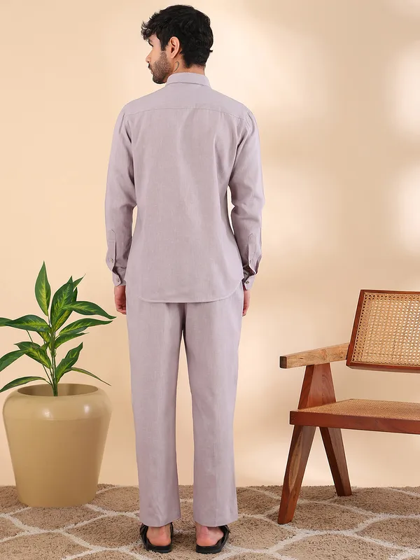 Men_Purple_Linen_Solid_Co-Ord_Set