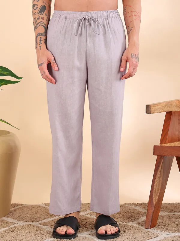 Men_Purple_Linen_Solid_Co-Ord_Set