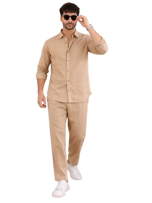 Men_Beige_Linen_Solid_Co-Ord_Set