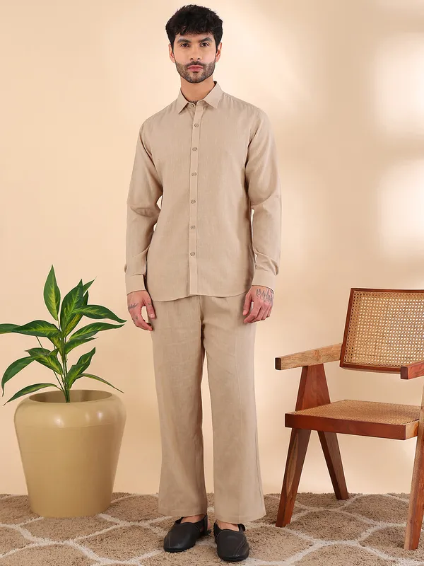 Men_Beige_Linen_Solid_Co-Ord_Set