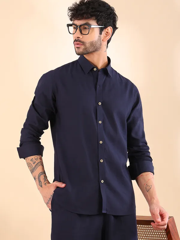 Men_Navy_Blue_Linen_Solid_Co-Ord_Set