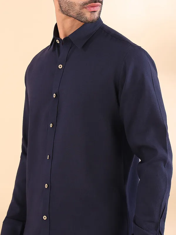 Men_Navy_Blue_Linen_Solid_Co-Ord_Set