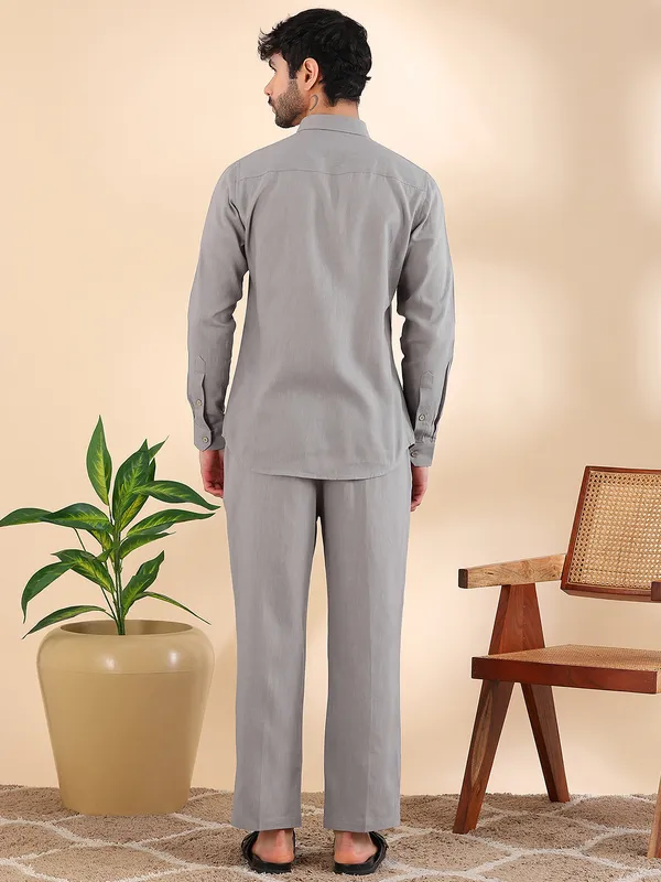 Men_Grey_Linen_Solid_Co-Ord_Set