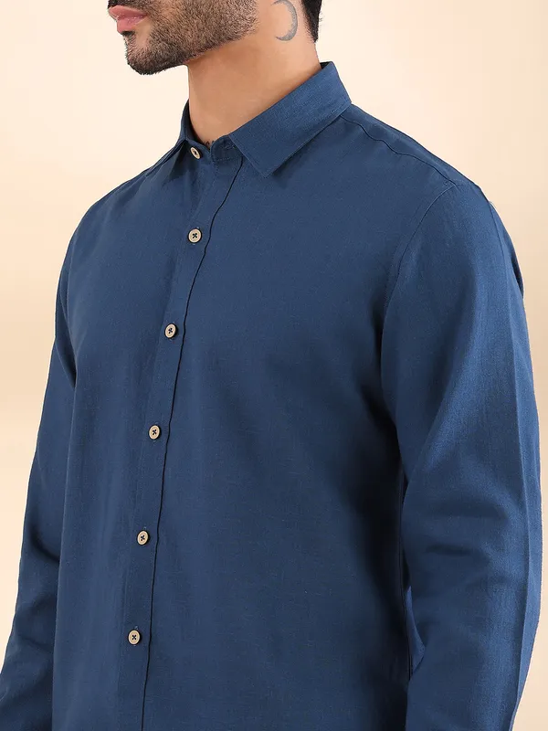 Men_Teal_Linen_Solid_Co-Ord_Set