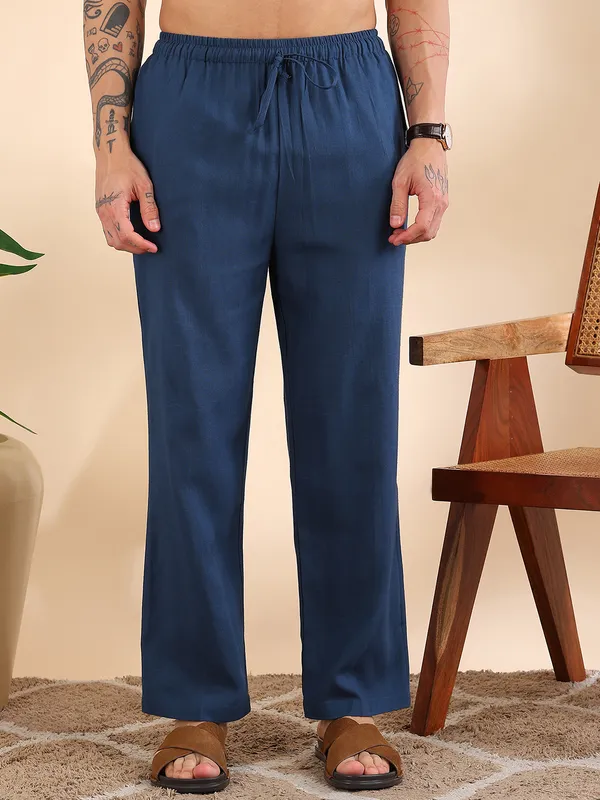 Men_Teal_Linen_Solid_Co-Ord_Set