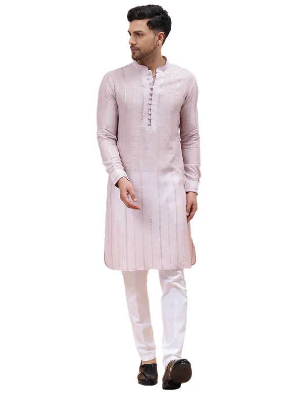 Men_Pink_Zari_Work_Silk_Woven_Design_Staright_Kurta_With_Pajama