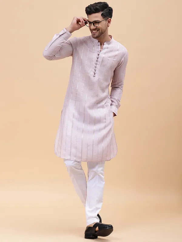 Men_Pink_Zari_Work_Silk_Woven_Design_Staright_Kurta_With_Pajama