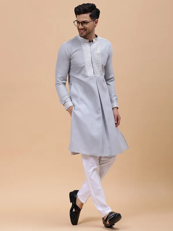 Men_Grey_Zari_Work_Silk_Woven_Design_Staright_Kurta_With_Pajama