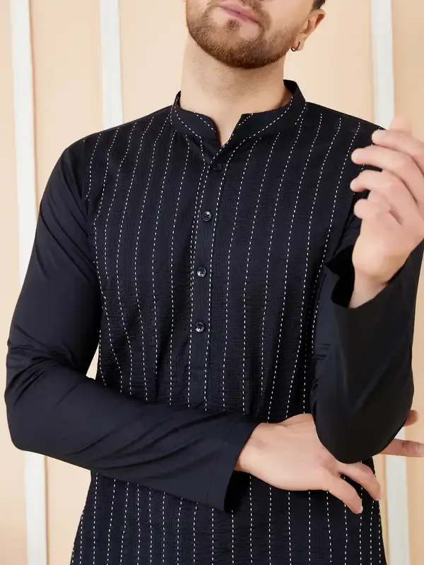 Black_Thread_Worked_Straight_Kurta_With_Matching_Pyjama