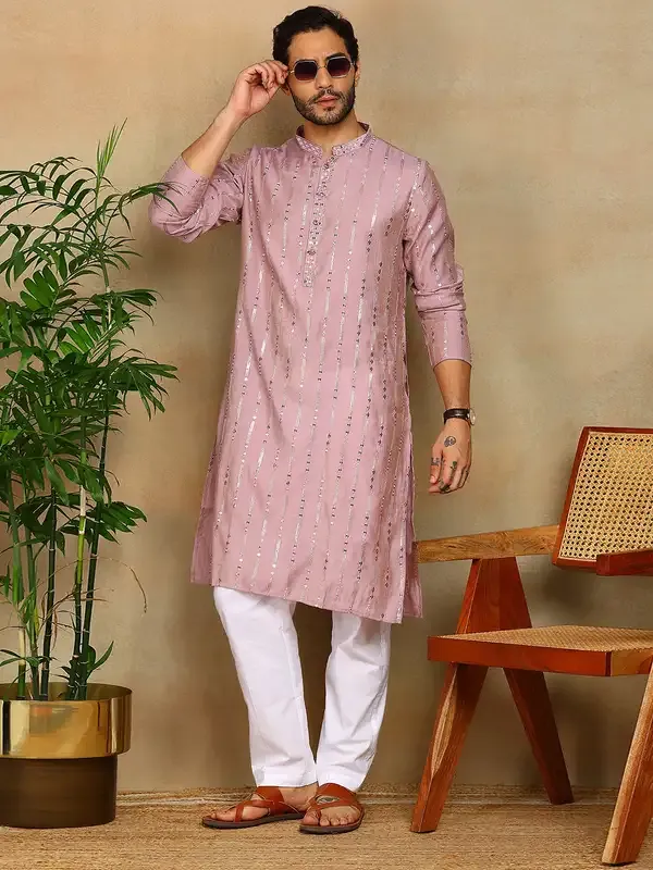 Lavender_Sequins_Embroidered_Viscose_Straight_Kurta_With_Pyjama