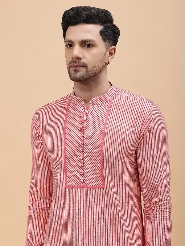 Men_Pink_Stripe_Pure_Cotton_Printed_Staright_Kurta_With_Pajama