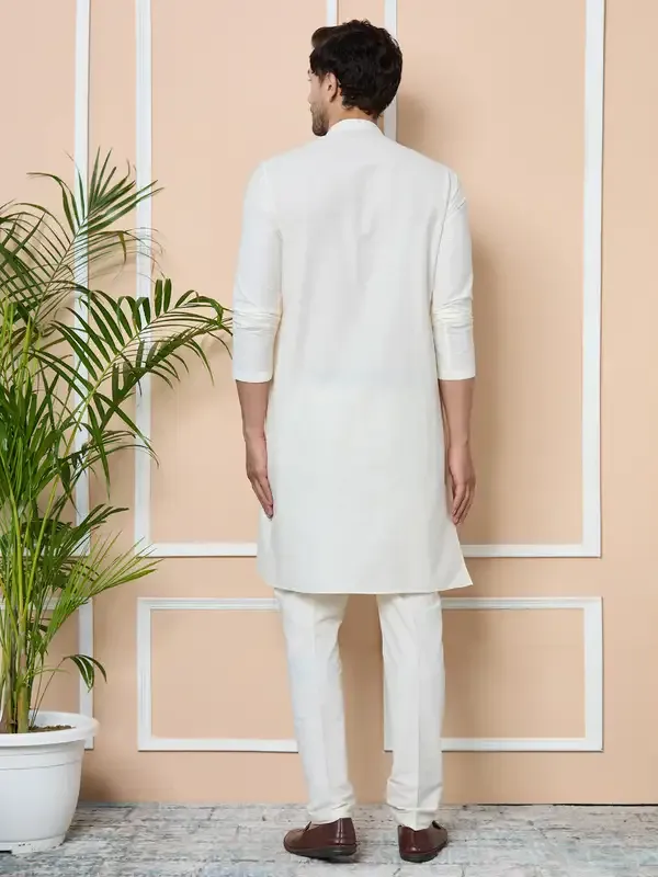 Yellow_Embroidered_Nehru_Jacket_With_Gota_Work_And_Solid_Kurta-Pyjama_(3_Piece_Set)