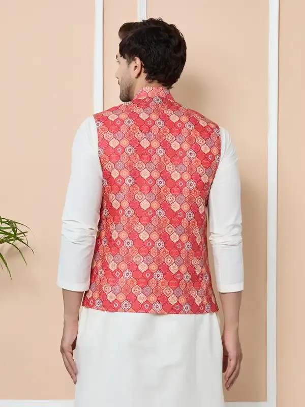Orange_Ethnic_Motif_Printed_Nehru_Jacket_With_Solid_Kurta-Pyjama_(3_Piece_Set)