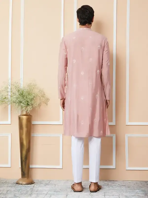 Classic_Rose_Embroidered_Pure_Chanderi_Silk_Straight_Kurta_With_Pyjama