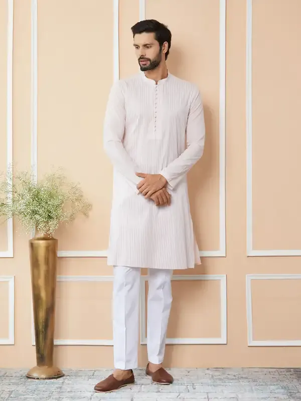 Light_Pink_Thread_Worked_Pure_Cotton_Straight_Kurta_With_Pyjama