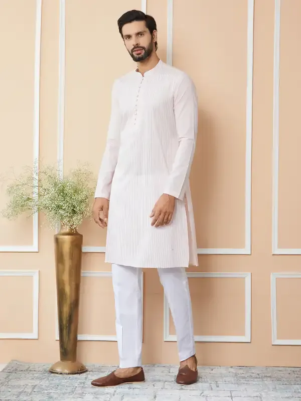 Light_Pink_Thread_Worked_Pure_Cotton_Straight_Kurta_With_Pyjama