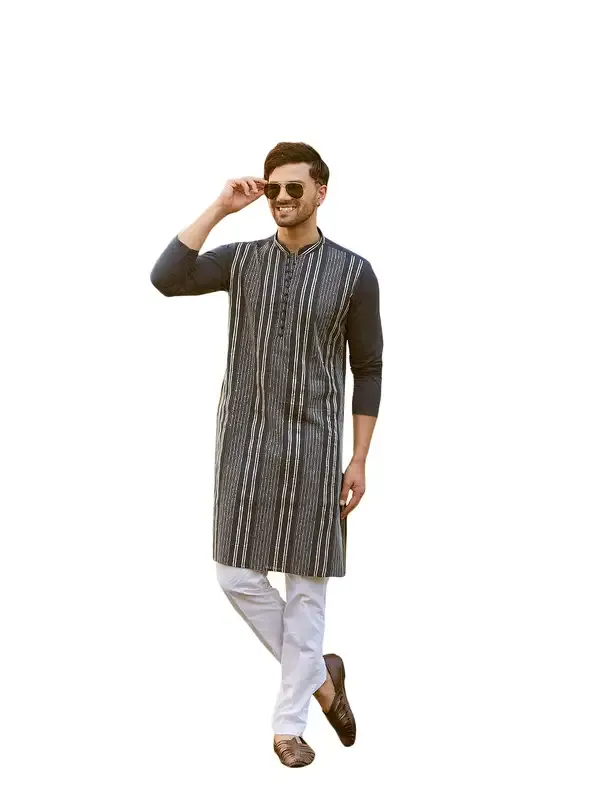 Men_Teal_Cotton_Pintex_Design_Sequins_Kurta_With_Pyjama